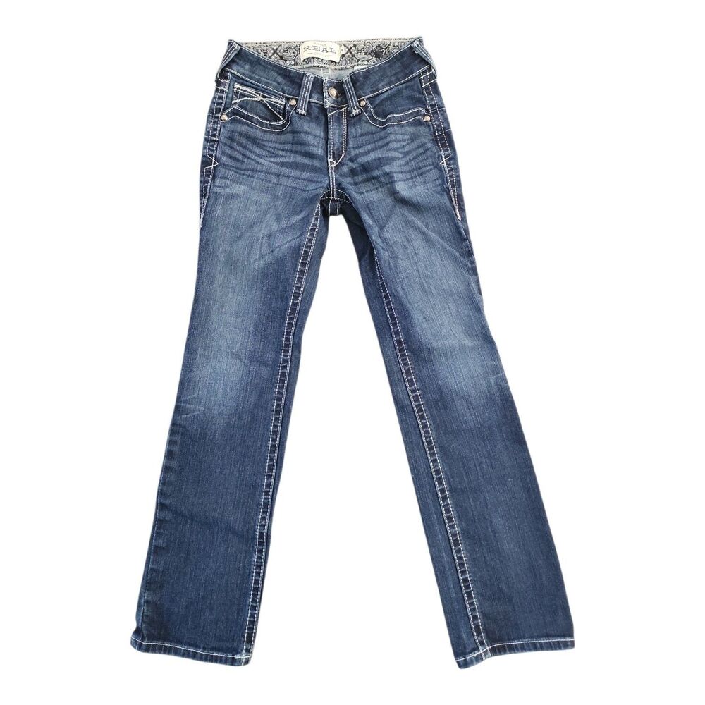 Ariat REAL Denim Jeans Womens 27S 27X30 Low Rise Straight Cowgirl Western Rodeo